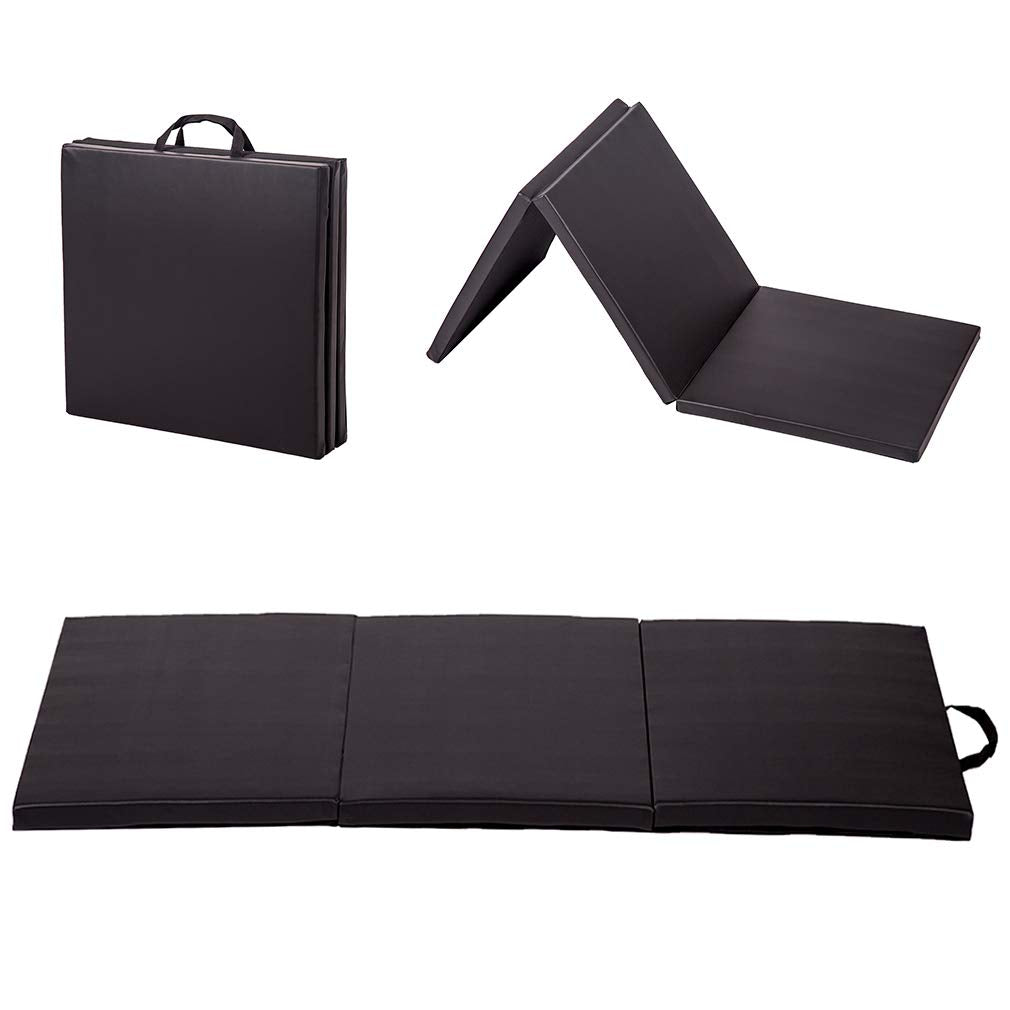 Gymnastics Tumbling Mat 2x6x1.6" Gym Mat 3 Fold Tumbling Mat Portable Gymnastics Mat 1.6" Thick Yoga Exercise Mat Lightweight Mat With Carrying Handles for Gymnastics Yoga Pilates