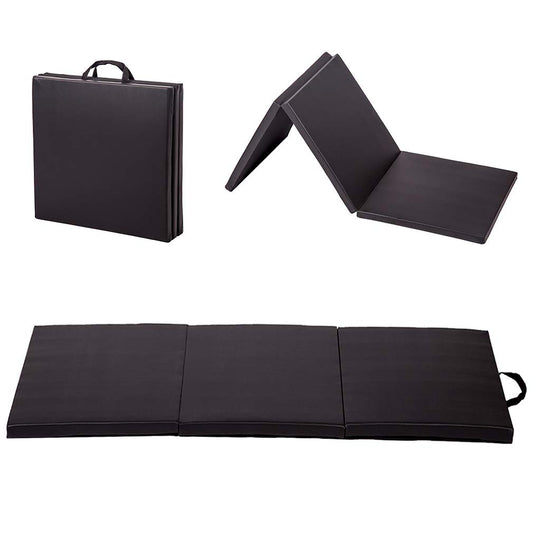 Gymnastics Tumbling Mat 2x6x1.6" Gym Mat 3 Fold Tumbling Mat Portable Gymnastics Mat 1.6" Thick Yoga Exercise Mat Lightweight Mat With Carrying Handles for Gymnastics Yoga Pilates