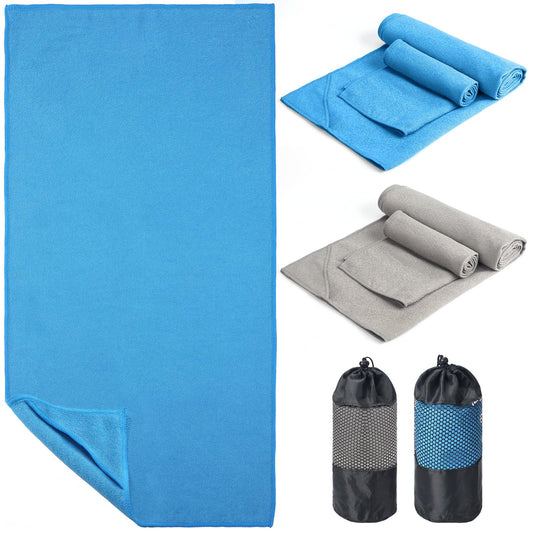 JellyArch 2 Sets Hot Yoga Towels Face Towels Large Yoga Mat Towel with Corner Pockets 100% Microfiber Absorbent and Quick Dry Towels 24 x 72 for Women Men Yoga Gear Pilates Exercise Fitness